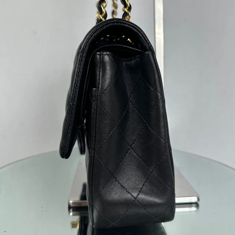 Chanel Medium Classic Double Flap Bag Black Lambskin 24KT Plated - Picture 3 of 13